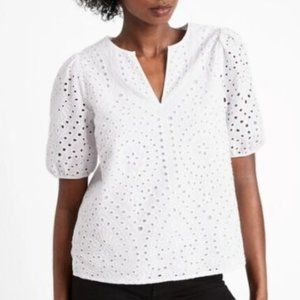 Banana Republic 100% Cotton White Eyelet Top - Size M